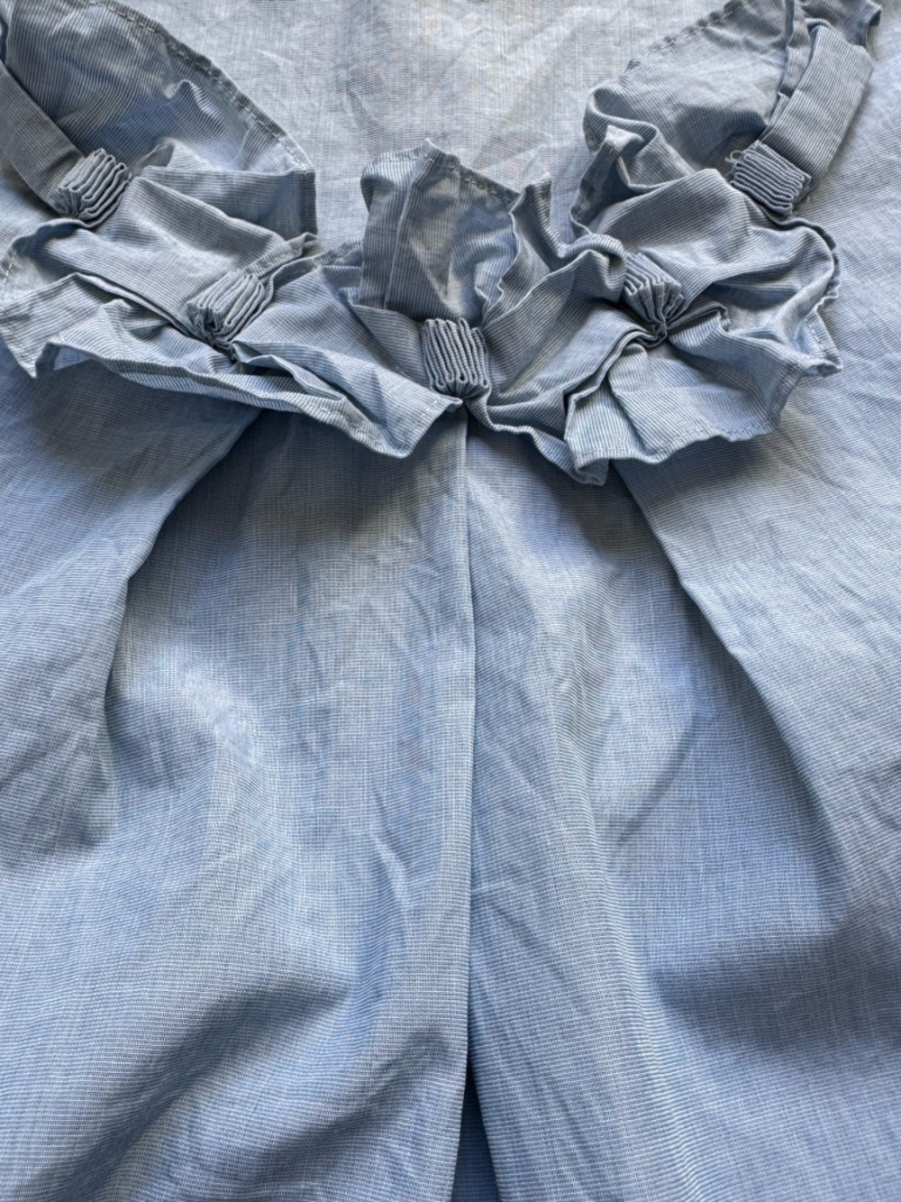 TALBOTS light blue sleeveless cotton blouse with ruffled neckline Size Small - Picture 3 of 8